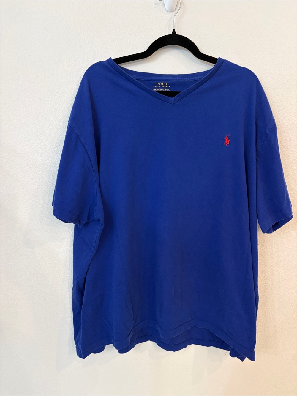Polo by Ralph Lauren Men’s V-Neck Tee - Blue with Red Pony